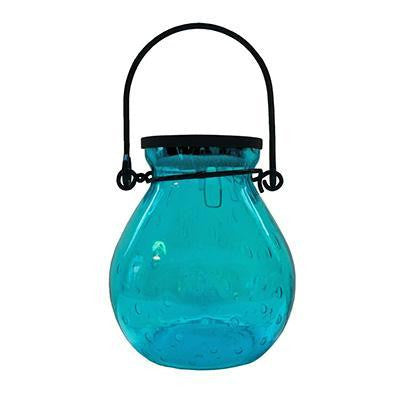 Bubble Gls Solar Lantern Turq