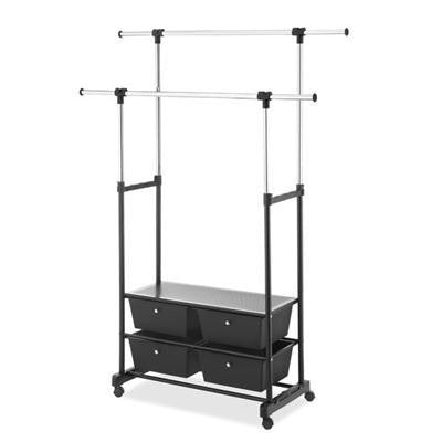 Double Garment Rack Wdrawers