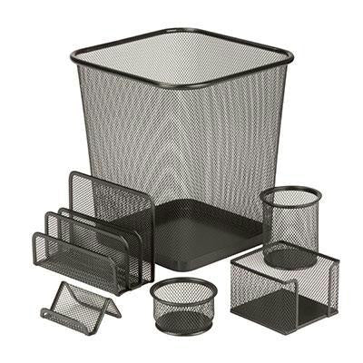 Steel Mesh Desk Set 6pc Black