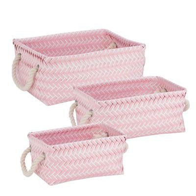 Zig Zag Basket Set Of 3 Pink