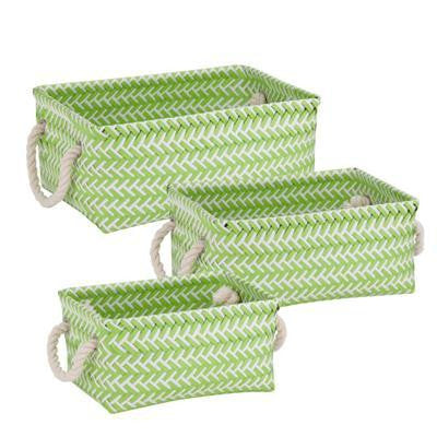 Zig Zag Basket Set Of 3 Green