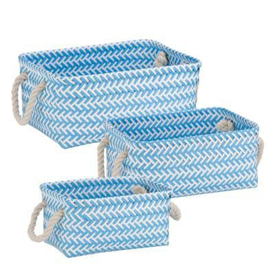 Zig Zag Basket Set Of 3 Ltblue