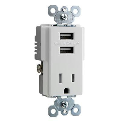 Ps USB Tamper Resist Recp Wht