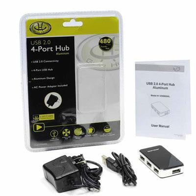 4 Port USB 2.0 Aluminum Hub