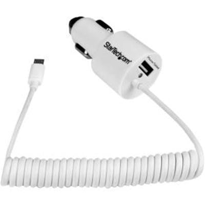 Car Chgr Micro USB And USB Wht