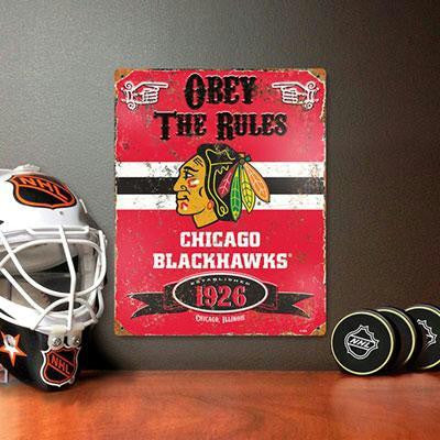 Blackhawks Embossed Metal Sign