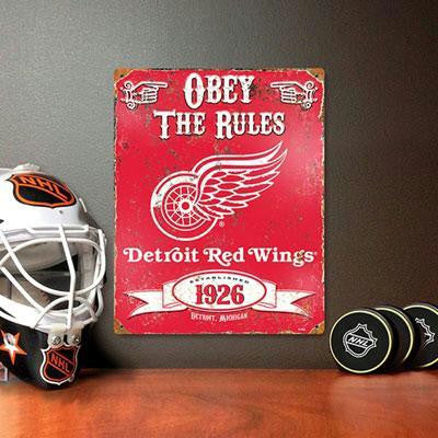 Red Wings Embossed Metal Sign