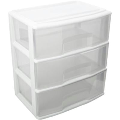 Large Three Drawer Cart White