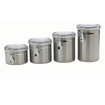 Ss Canister Set W&#47; Clear Lids