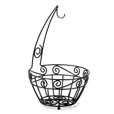 Scroll Fruit Tree Basket Black