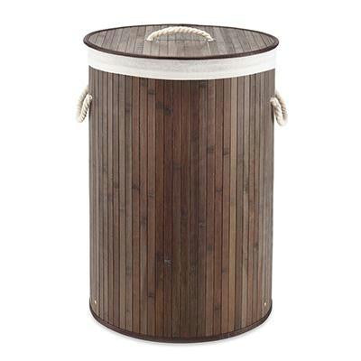 Round Bamboo Hamper Dark