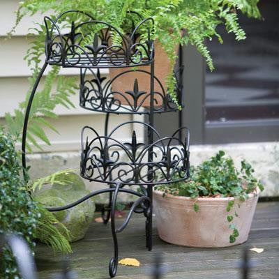 3 Tier Finial Plant Stand Blk