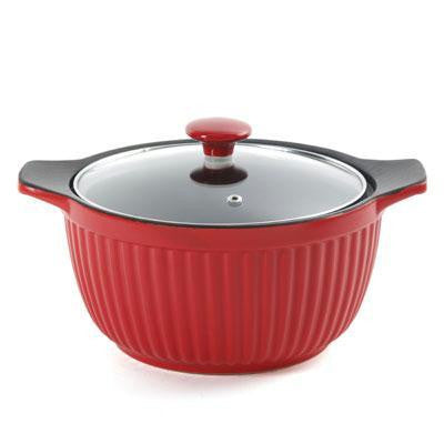 Cp 3qt Ribbed Casserole Red