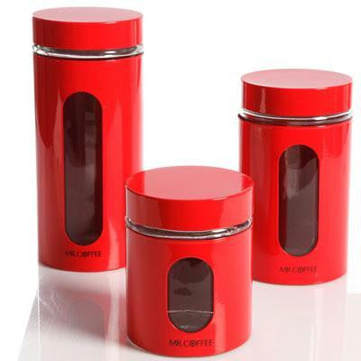 3 PC Red Canister Set