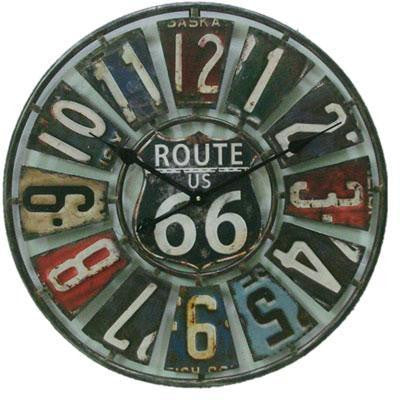 22" Route 66 Metal Clock Wllic