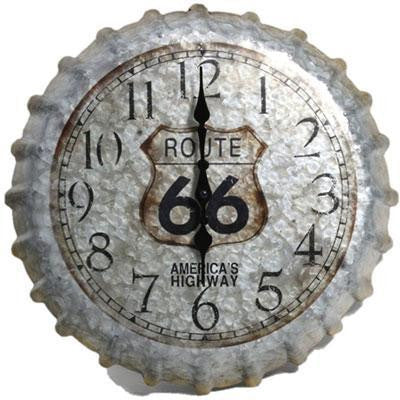 14.2" Metal Clock Rt 66 Cap