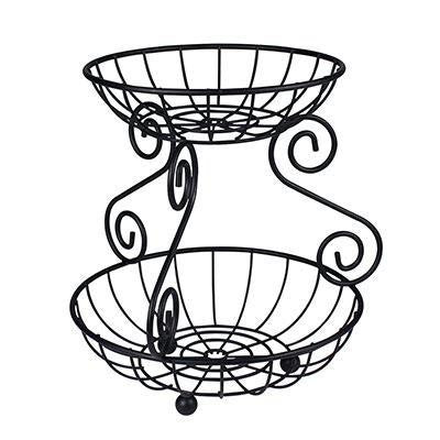 Scroll 2tier Basket Black