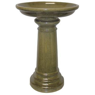 Sp Ceramic Bird Bath Lt Green