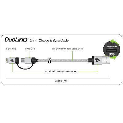 2in1 Charge Sync Cable Silver