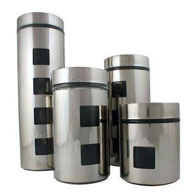 Pl 4pc Canister Set Wglass Ss