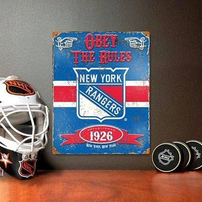 Ny Rangers Embossed Metal Sign